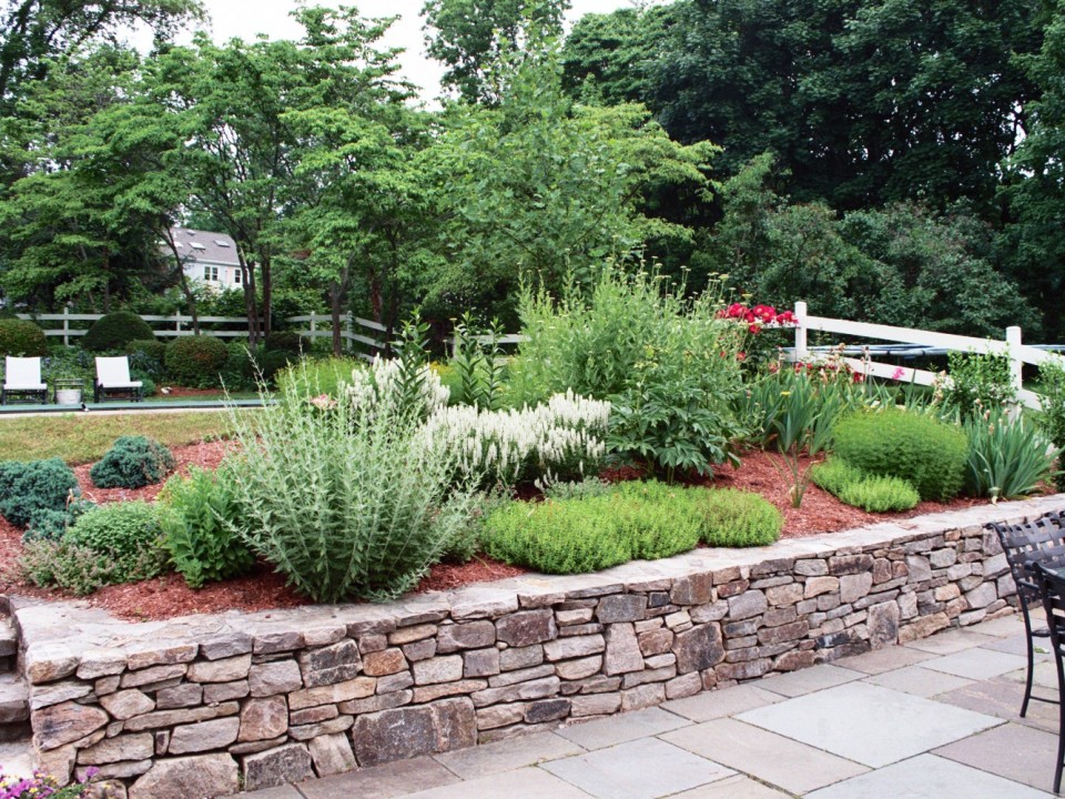 Stonewall and Perennial Garden