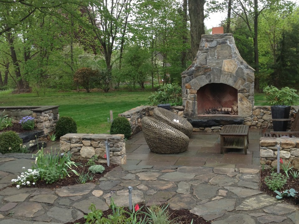 Fieldstone fireplace