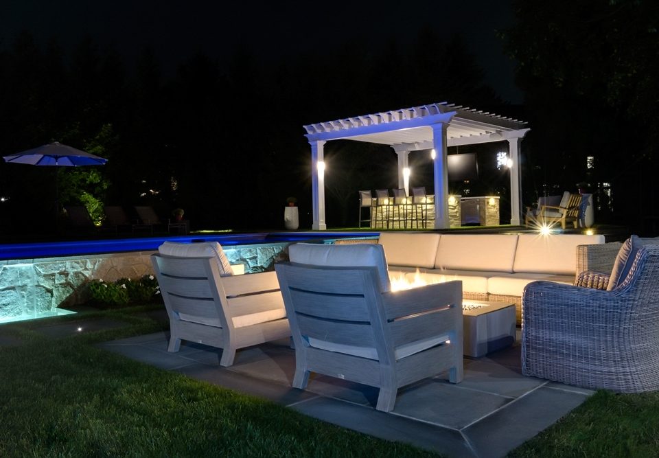 Fire Pit with accent lighting